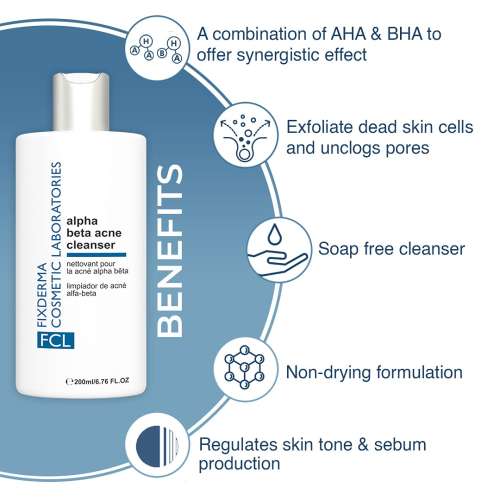 Fixderma Cosmetic Laboratories: Alpha-Beta Acne Cleanser - 200ml