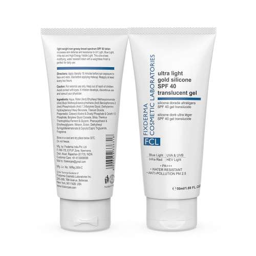 Fixderma Cosmetic Laboratories: Ultra Light Gold Silicone SPF 40 Translucent Gel - 50ml