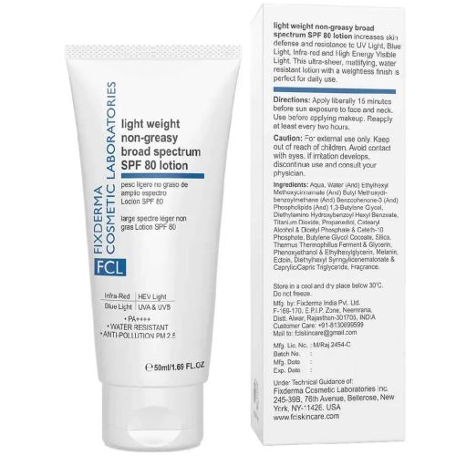 Fixderma Cosmetic Laboratories: Light Weight SPF 80 Sunscreen - 50ml