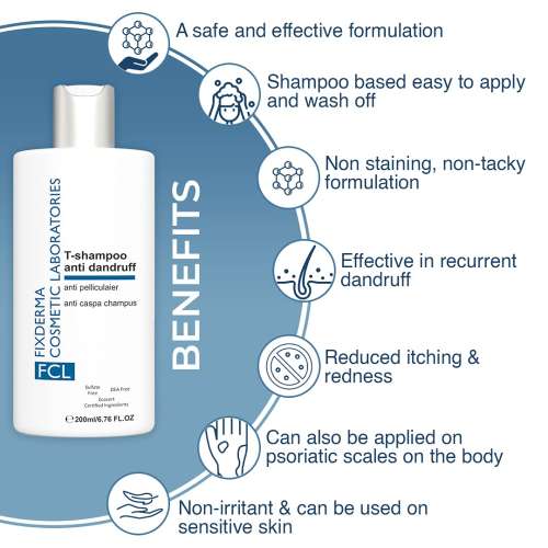 Fixderma Cosmetic Laboratories: T-Shampoo Anti-Dandruff - 200ml