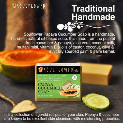 Soulflower: Papaya Cucumber Soap - 150g
