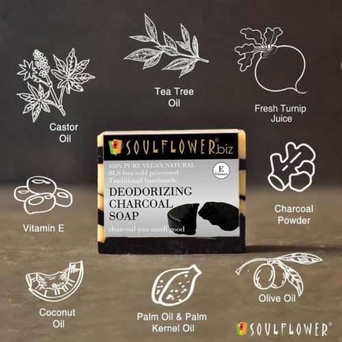 Soulflower: Deodorizing Charcoal Soap - 150g