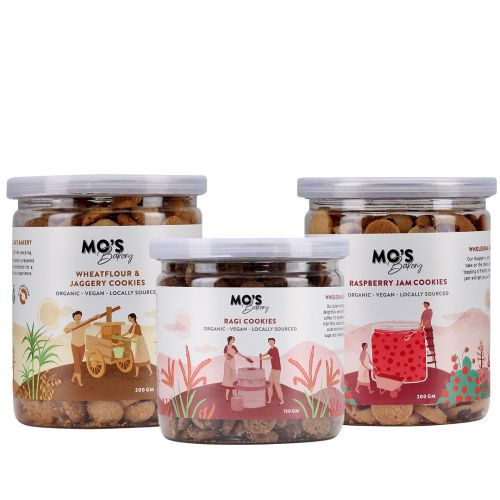 MOS Bakery: Combo of Raspberry Jam Cookies, Wheatflour & Jaggery Cookies & Ragi Cookies MOS Bakery: Combo of Raspberry Jam Cookies, Wheatflour & Jaggery Cookies & Ragi Cookies