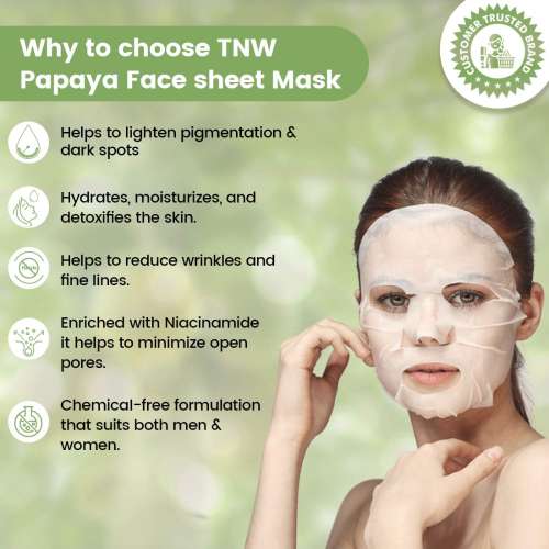 TNW - The Natural Wash: Papaya Face Sheet Mask (Moisturises & Reduces Wrinkles - 20gm TNW - The Natural Wash: Papaya Face Sheet Mask (Moisturises & Reduces Wrinkles - 20gm
