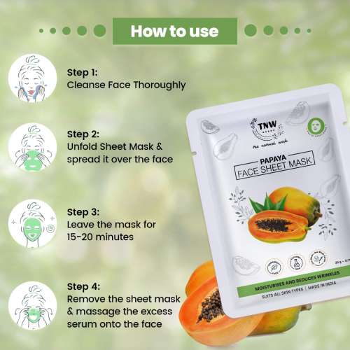 TNW - The Natural Wash: Papaya Face Sheet Mask (Moisturises & Reduces Wrinkles - 20gm TNW - The Natural Wash: Papaya Face Sheet Mask (Moisturises & Reduces Wrinkles - 20gm