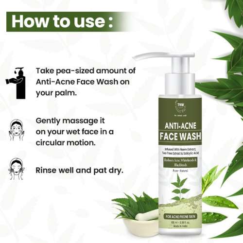 TNW - The Natural Wash: Anti-Acne Face Wash For Acne & Blemishes - 100ml
