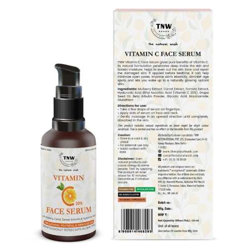 TNW - The Natural Wash: Vitamin C Face Serum For Glowing, Youthful & Improved Skin - 30ml