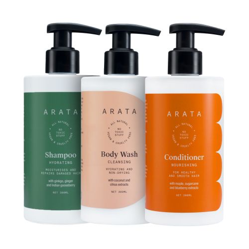 Arata: Natural Deep Hydration Combo Therapy with Hydrating Shampoo,Body Wash & Conditioner