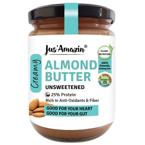 Jus Amazin: Creamy Almond Butter - Unsweetened - 500 gm