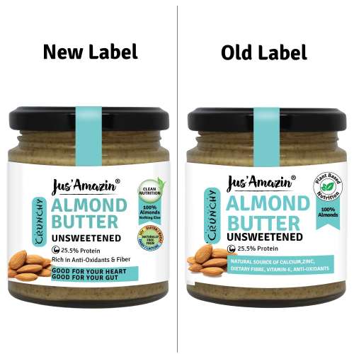Jus Amazin: CRUNCHY Almond Butter - Unsweetened - 200 gm
