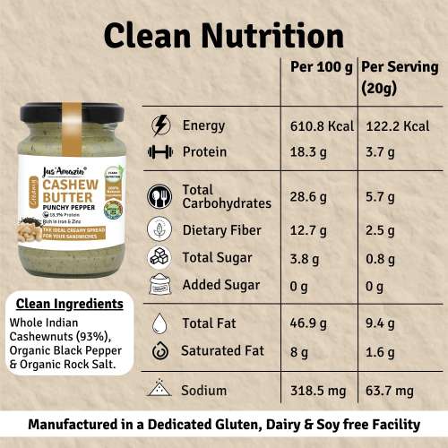 Jus Amazin: Creamy Cashew Butter - Punchy Pepper - 125 gm