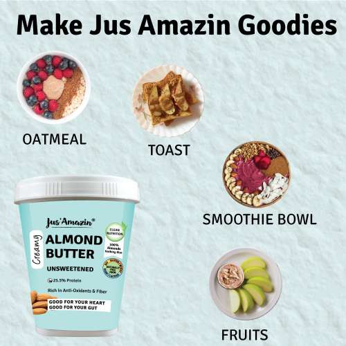 Jus Amazin: Creamy Almond Butter - Unsweetened - 1 kg