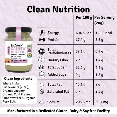 Jus Amazin: Creamy Cashew Butter - Salted Caramel - 125 gm
