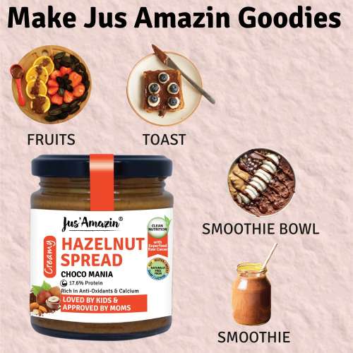 Jus Amazin: Creamy Hazelnut Spread - Choco Mania - 200 gm