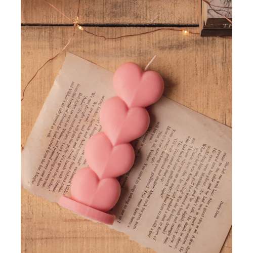 The Umbrella Store: Heart shaped Pillar candle-Pink