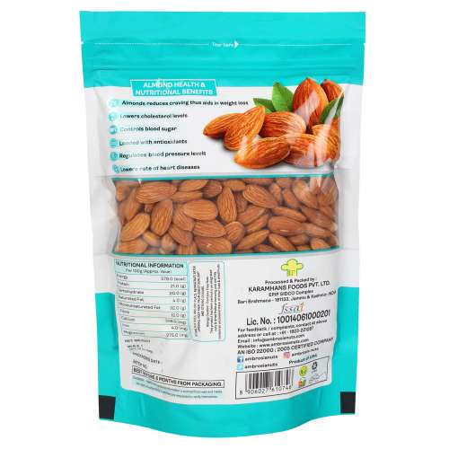Ambrosia: Premium California Whole Almonds - 500gm