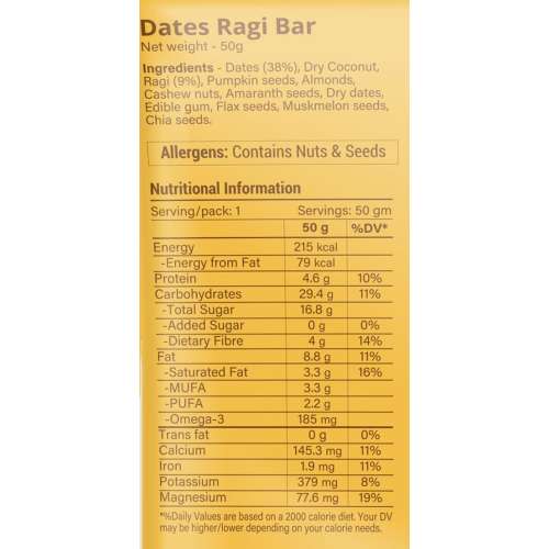 Mighty Millets: Dates Ragi Bars - Pack of 10