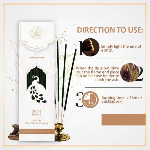 Luxuriate: Divine Fragrance Oudh Incense Agarbatti Sticks - 20 Incense Sticks