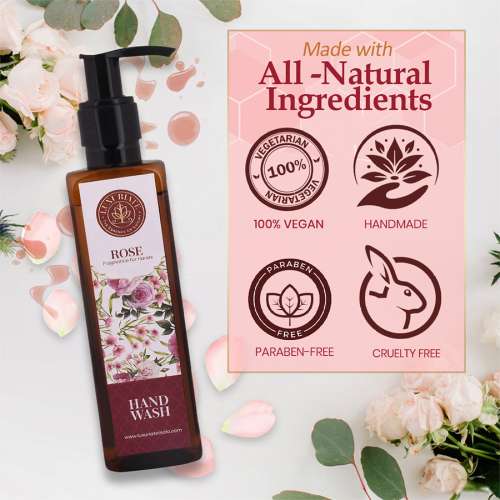 Luxuriate: Natural Rose Fragrance for Hands & Anti Bacterial Moisturizing Hand Wash Liquid Wash - 200 ml