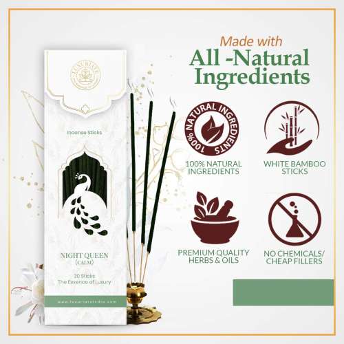 Luxuriate: Nightqueen (Raat Rani) Ayurvedic,Organic,Natural & Non-Toxic Incense Sticks - 20 Incense Sticks