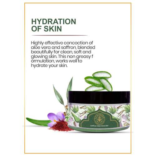 Luxuriate: 100% Pure Natural Organic Aloe Vera Saffron Strands Gel for Enhances Complexion- 100 gm
