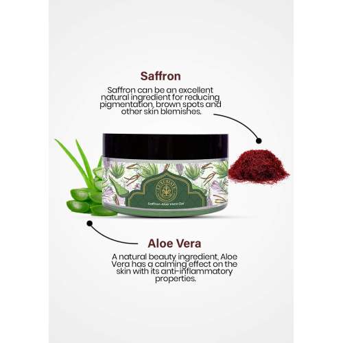 Luxuriate: 100% Pure Natural Organic Aloe Vera Saffron Strands Gel for Enhances Complexion- 100 gm