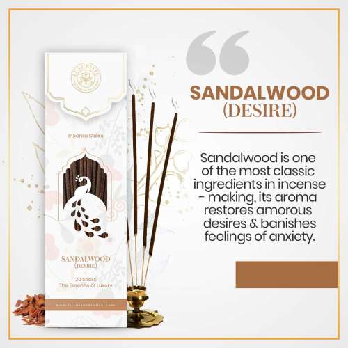 Luxuriate: Sandalwood Ayurvedic,Organic,Natural and Non-Toxic Incense Sticks - Contains 20 Incense Sticks