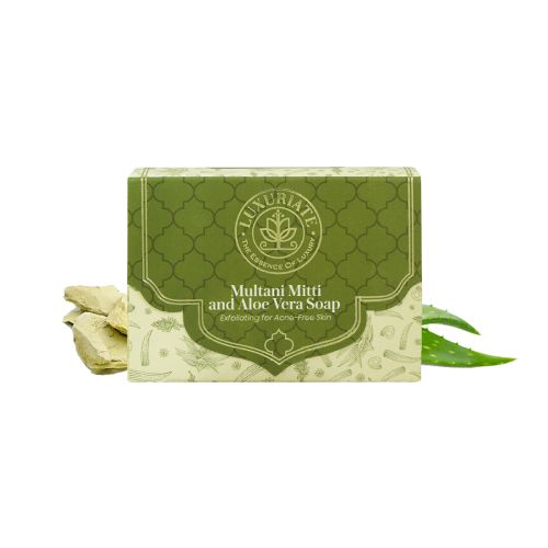 Luxuriate: Multani Mitti and Aloe Vera Exfoliating for Acne-Free Skin Soap for Men and Women - 125 gm