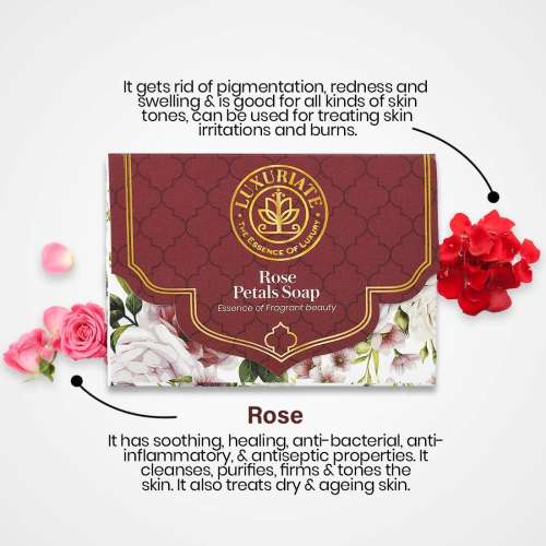 Luxuriate: Rose Essence of Fragrant Beauty Soap Bar for Men and Women - 125gm