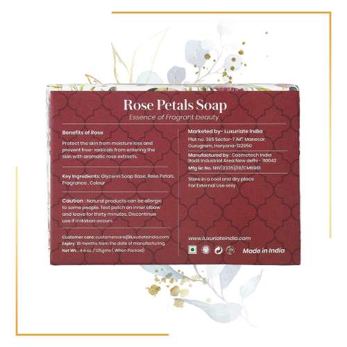 Luxuriate: Rose Essence of Fragrant Beauty Soap Bar for Men and Women - 125gm