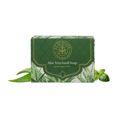 Luxuriate: Naturally Refreshing Aloe Vera and Basil Soaps for Rejuvenatioon of Skin for Men and Women - 125gm Luxuriate: Naturally Refreshing Aloe Vera and Basil Soaps for Rejuvenatioon of Skin for Men and Women - 125gm