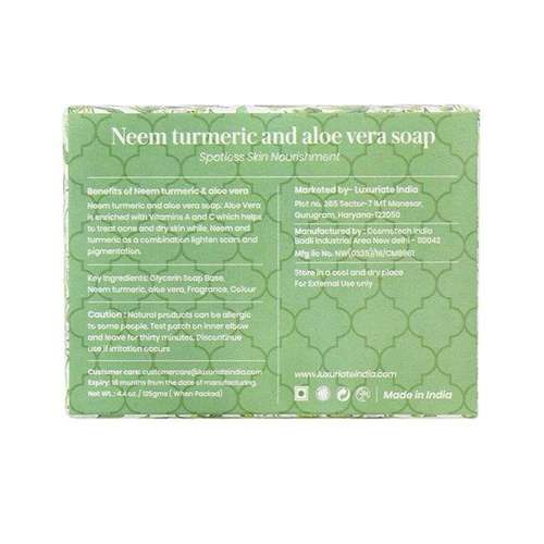 Luxuriate: Neem Turmeric Aloe Vera Spotless Skin Nourishment Soap Bar for Men and Women- 125 ml