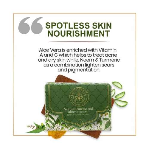 Luxuriate: Neem Turmeric Aloe Vera Spotless Skin Nourishment Soap Bar for Men and Women- 125 ml