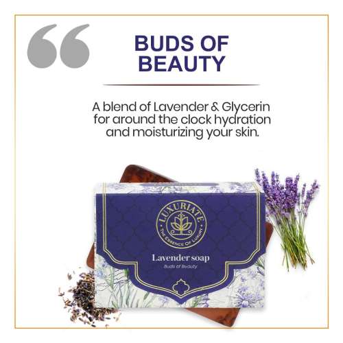 Luxuriate: Lavender Handmade Soap with Real Lavender Rejuvenating Body Beauty Bar for Men and Women - 125gm