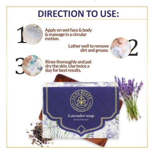 Luxuriate: Lavender Handmade Soap with Real Lavender Rejuvenating Body Beauty Bar for Men and Women - 125gm