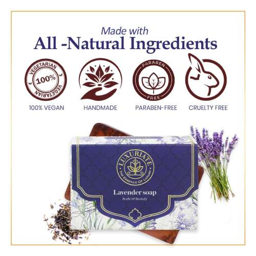 Luxuriate: Lavender Handmade Soap with Real Lavender Rejuvenating Body Beauty Bar for Men and Women - 125gm