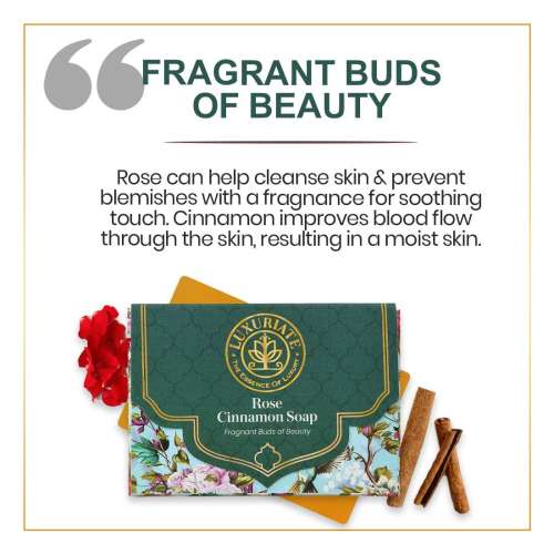 Luxuriate: Rose - Cinnamon Fragrance Buds of Beauty Soap Bar for Men and Women- 125 ml