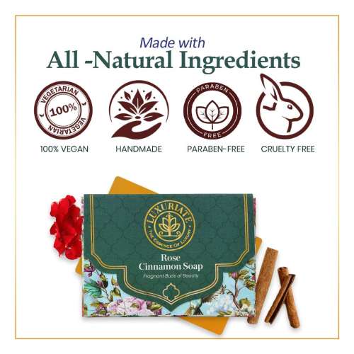 Luxuriate: Rose - Cinnamon Fragrance Buds of Beauty Soap Bar for Men and Women- 125 ml Luxuriate: Rose - Cinnamon Fragrance Buds of Beauty Soap Bar for Men and Women- 125 ml