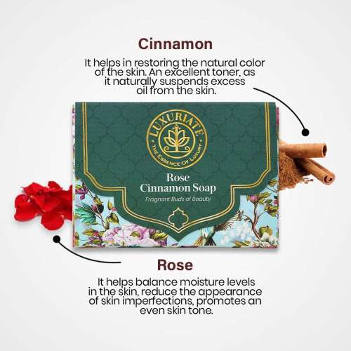 Luxuriate: Rose - Cinnamon Fragrance Buds of Beauty Soap Bar for Men and Women- 125 ml
