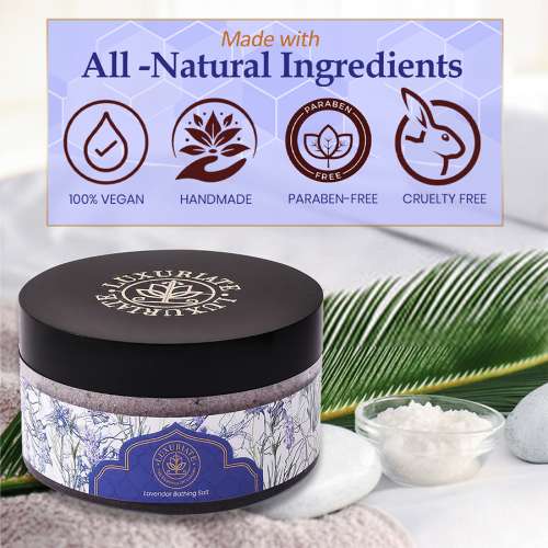 Luxuriate: Lavender Bathing Salt Enriched with Essential Oil and Lavender Buds - 150gm