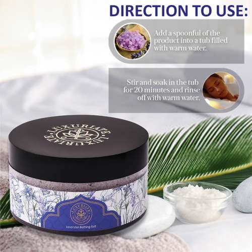 Luxuriate: Lavender Bathing Salt Enriched with Essential Oil and Lavender Buds - 150gm
