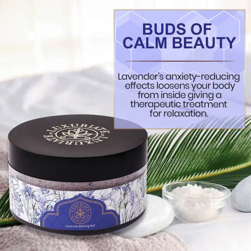 Luxuriate: Lavender Bathing Salt Enriched with Essential Oil and Lavender Buds - 150gm