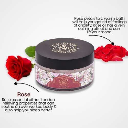Luxuriate: 100% Natural and Mineral Rich Rose Scented Bath and Foot Spa Bathing Salt - 150gm