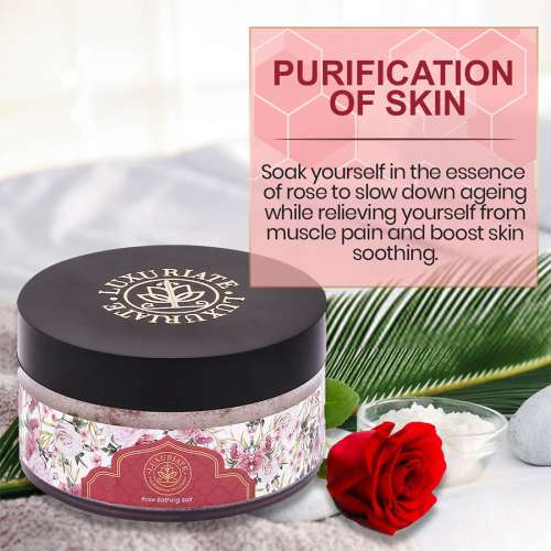 Luxuriate: 100% Natural and Mineral Rich Rose Scented Bath and Foot Spa Bathing Salt - 150gm