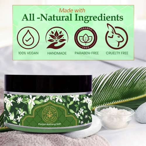 Luxuriate: 100% Natural and Mineral Rich Parijat Bath and Foot Spa Bathing Salt - 150gm
