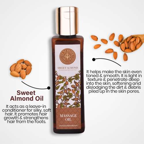 Luxuriate: Sweet Almond Natural and Herbal Massage Oil for Hair and Skin - 100 ml