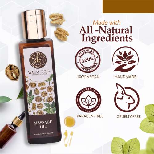 Luxuriate: Natural Walnut/Akhrot Oil for all Skin - Anti-aging for Shiny Hair Growth- Face & Body - 100ml