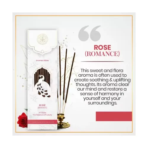 Luxuriate: Rose Ayurvedic,Organic,Natural and Non-Toxic Incense Sticks - Contains 20 Incense Sticks