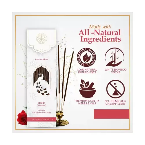 Luxuriate: Rose Ayurvedic,Organic,Natural and Non-Toxic Incense Sticks - Contains 20 Incense Sticks