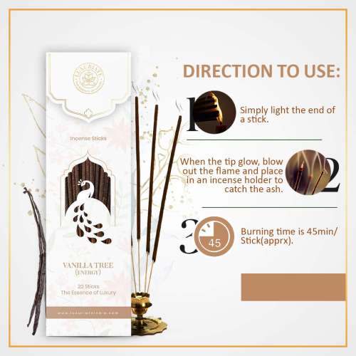 Luxuriate: Vanilla Fragrance Natural and Non-Toxic Incense Sticks - Contains 20 Incense Sticks